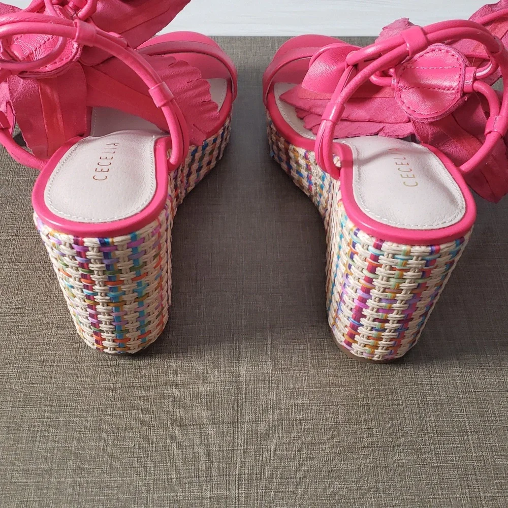Cecelia New York Pink Lily Platform Wedge Sandal - SZ‎ 6.5 - NWOT